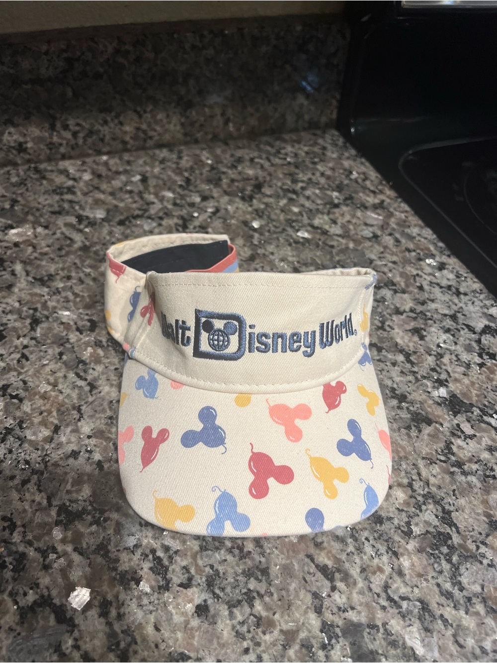 Disney Cream Visor with Multicolor Mickey Head Print